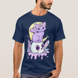 Camiseta Kawaii Pastel Gótico Cute Creepy Cat e