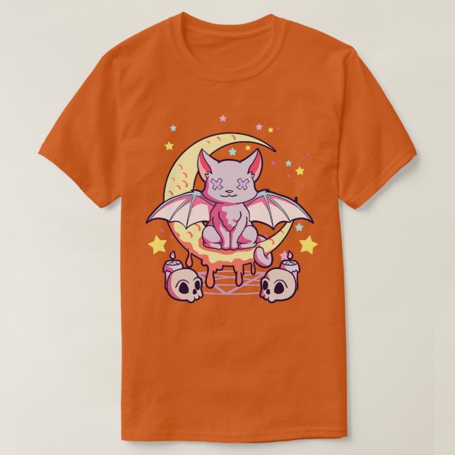 Camiseta Kawaii Pastel Gótico Gato Preto, Grito, Gato Preto (Frente do Design)