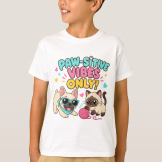 Camiseta Kawaii Paw-Sitive Vibes Amante de Animais
