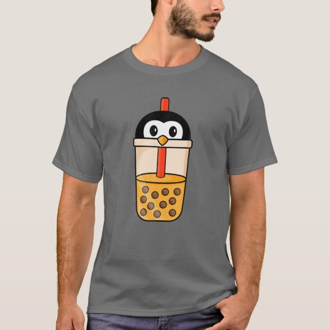 Camiseta Kawaii Penguin ama o bble Tea Funny Boba (Frente)