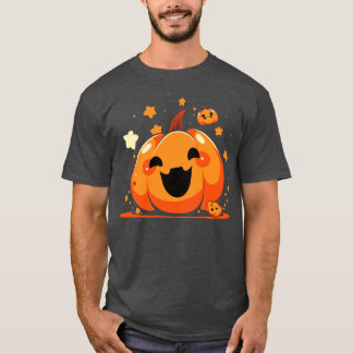 Camiseta Kawaii Pumpkin Men Crianças Mulheres Dia das Bruxa