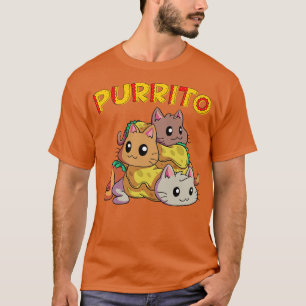 Camiseta Kawaii Purrito Pirâmide Gatinho Engraçado Burrito 