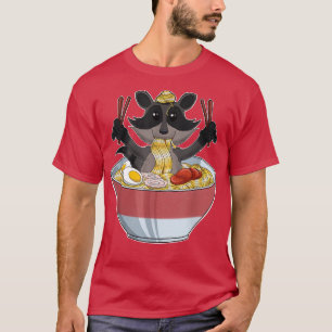 Camiseta Kawaii Racoon Japonês Ramen Noodles I Otaku Anime