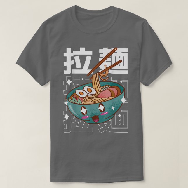 Camiseta Kawaii Ramen Bowl Noodles Japonês Gráfico de Bonit (Frente do Design)