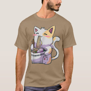 Camiseta Kawaii Ramen Cat Anime Comida Japonesa 