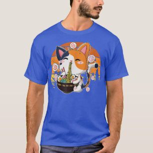 Camiseta Kawaii Ramen Cat Anime Japonês Neko Noodle Funny