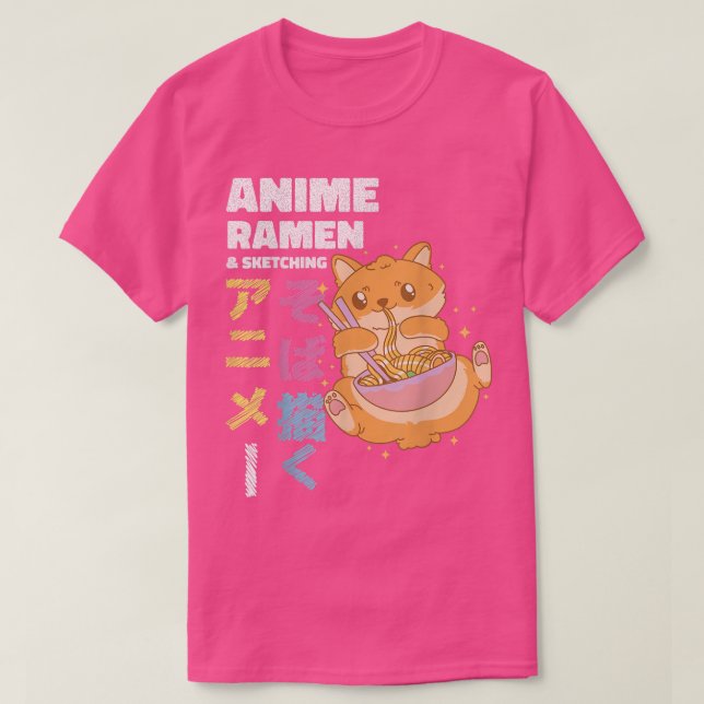 Camiseta Kawaii Ramen Cat Anime Ramen Sktetching (Frente do Design)