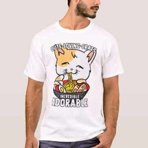 Camiseta Kawaii Ramen Cat - Fofo, Amor, Louco, Incrível