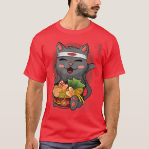 Camiseta Kawaii Ramen Cat, Névoa japonesa, anime engraçado