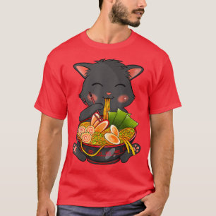 Camiseta Kawaii Ramen Cat, Névoa japonesa, anime engraçado