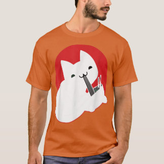 Camiseta Kawaii Ramen Cat Noodles Japoneses Amam Japonês A