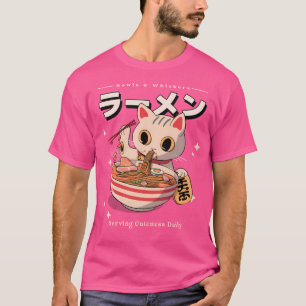 Camiseta Kawaii Ramen Cat Vintage Noodle Art