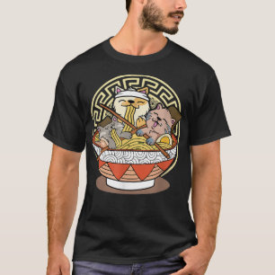 Camiseta Kawaii Ramen Cute Anime Cat Noodles Japoneses
