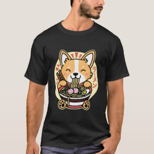 Camiseta Kawaii Ramen Cute Anime Dog Corgi Noodles Japonese