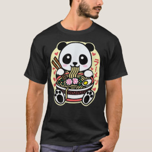 Camiseta Kawaii Ramen Cute Anime Panda Japonês Asiático Noo