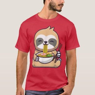 Camiseta Kawaii Ramen Cute Anime Sloths Otaku Nood Japonês