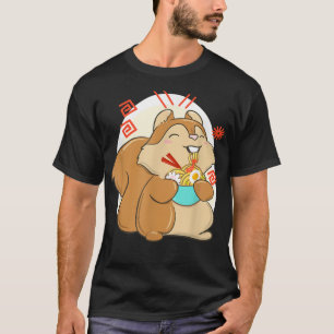 Camiseta Kawaii Ramen Cute Squirrel Noodles Japoneses