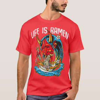 Camiseta Kawaii Ramen é a vida japonesa Noodle Bowl Kanji A