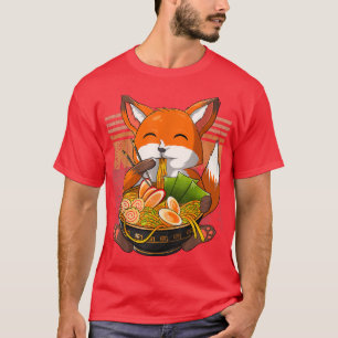 Camiseta Kawaii Ramen Fox, Japanese Neko Noodle Funny Anime