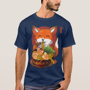 Camiseta Kawaii Ramen Fox, Japanese Neko Noodle Funny Anime