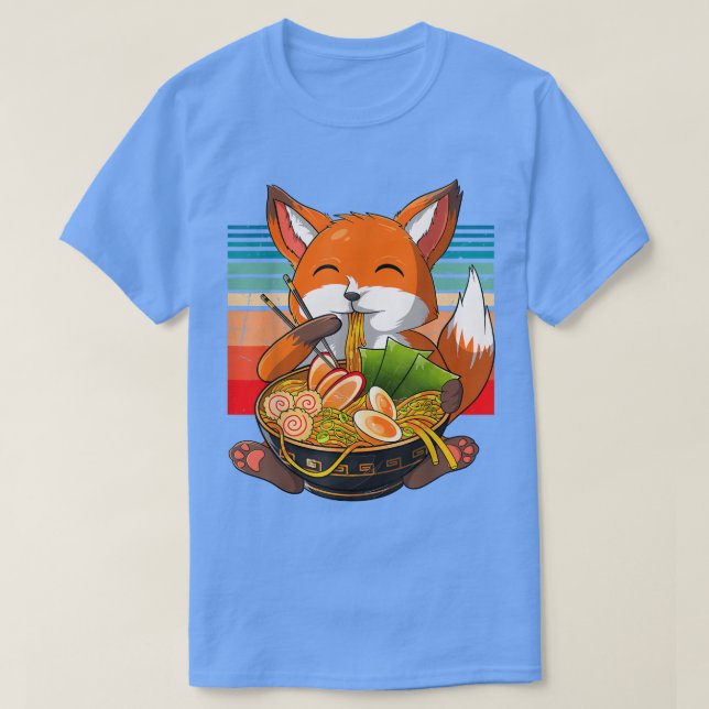 Camiseta Kawaii Ramen Fox, Japonês Neko Noodle Engraçado An (Frente do Design)