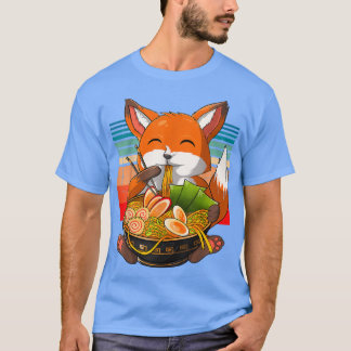 Camiseta Kawaii Ramen Fox, Japonês Neko Noodle Engraçado An
