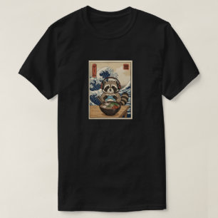 Camiseta kawaii Ramen japonês Guaxinim jogos retrô