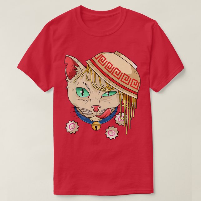 Camiseta Kawaii Ramen Japonês Noodles Bowl Ramen Cat  (Frente do Design)
