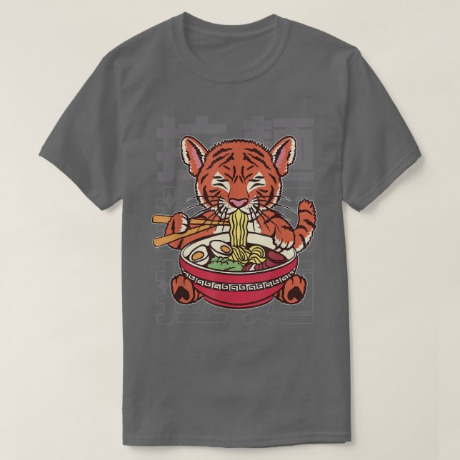 Camiseta Kawaii Ramen Japonês Noodles Cute Tiger Noo (Frente do Design)