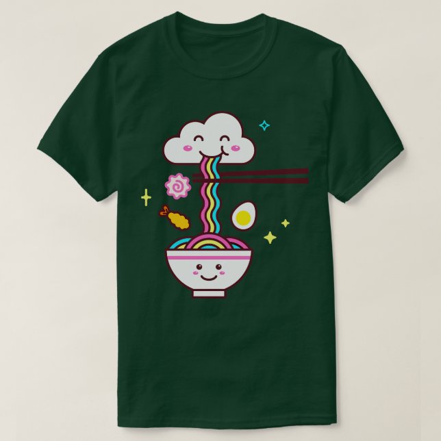 Camiseta Kawaii Ramen Rainbow (Frente do Design)