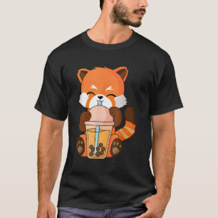 Camiseta Kawaii Red Panda Boba Tea Bubble Tea Anime
