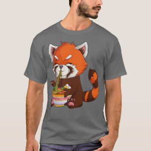 Camiseta kawaii red panda come ramen, caramelo, caramelo ja