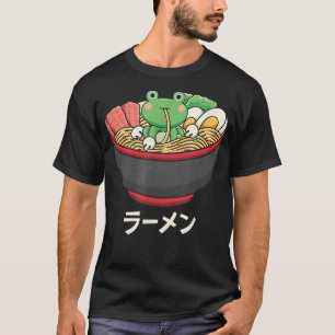 Camiseta Kawaii Sapo Comendo Ramen Japonês Noodles Ramen Lo