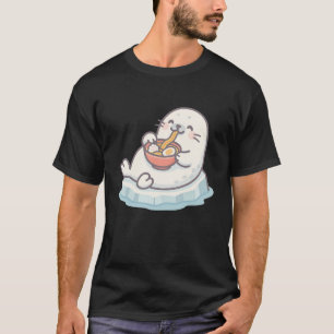 Camiseta Kawaii Seal Eating Ramen - Cute Artico Animal