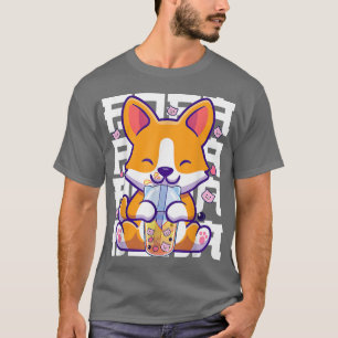 Camiseta Kawaii Shiba Inu Dog Bubble Tea Boba Anime Gifes