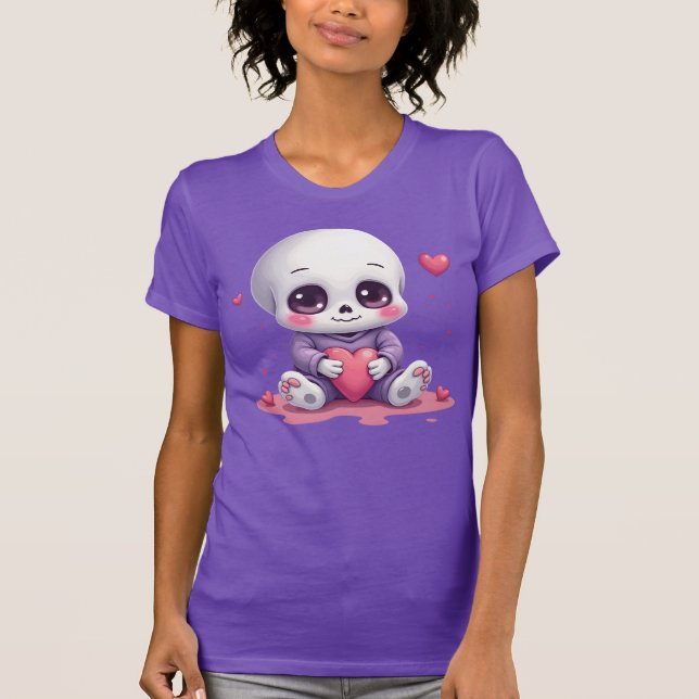 Camiseta Kawaii Skeleton Holding Heart (Frente)