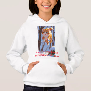 Camiseta Kawaii Snow Cat Jump Hoodie - Anim Laranja Adoráve