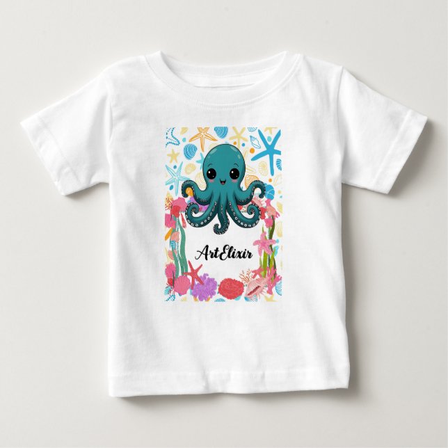 Camiseta Kawaii sob o polvo marinho (Frente)