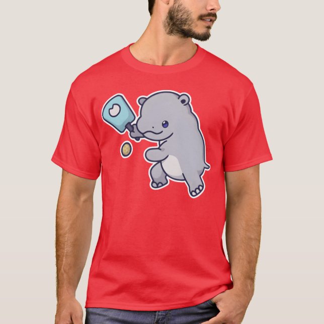 Camiseta Kawaii Sports Pickleball Hippo retro (Frente)