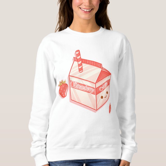 Camiseta Kawaii Strawberry Milk Carton - Cute Aesthetic Art (Frente)