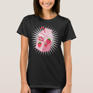 Camiseta Kawaii Strawberry milk Engraçado Anime Otaku Japon