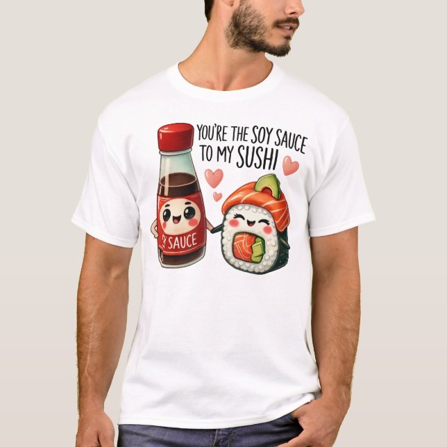 Camiseta Kawaii Sushi and Soy Sauce Art (Frente)