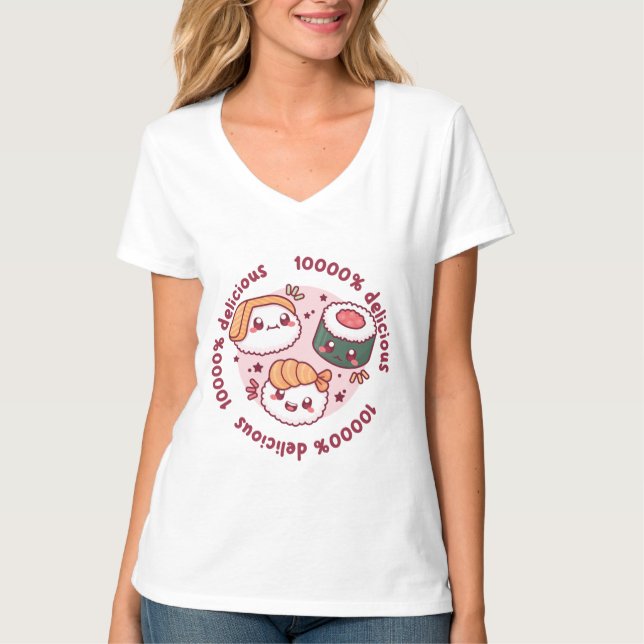 Camiseta kawaii sushi com citações engraçadas para amante n (Frente)