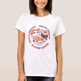 Camiseta kawaii sushi com citações engraçadas para amante n