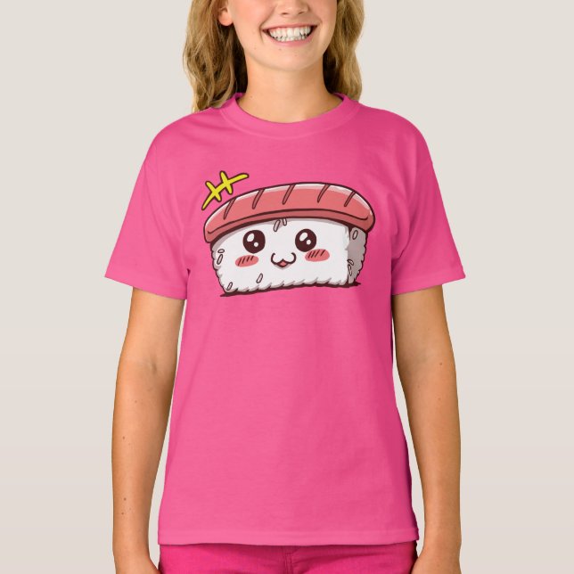 Camiseta Kawaii Sushi - Comida japonesa (Frente)