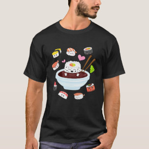 Camiseta Kawaii Sushi Happy Funny Sushi Cute Japonês Sushi