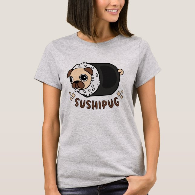 Camiseta Kawaii Sushi Pug Mashup Funny Dog Lover Gift (Frente)