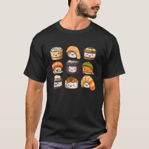 Camiseta Kawaii Sushi Set Comida japonesa Sashimi Anime par