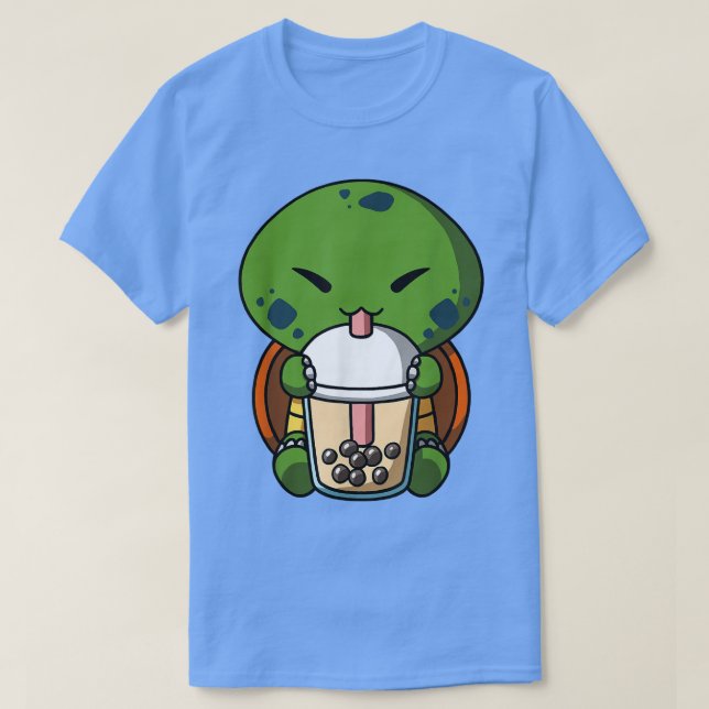 Camiseta Kawaii Turtle Boba milk Tea Bubble Tea Anime (Frente do Design)