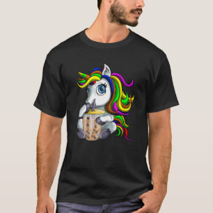 Camiseta Kawaii Unicorn ama Boba Bubble Tea Cute Girls Ki